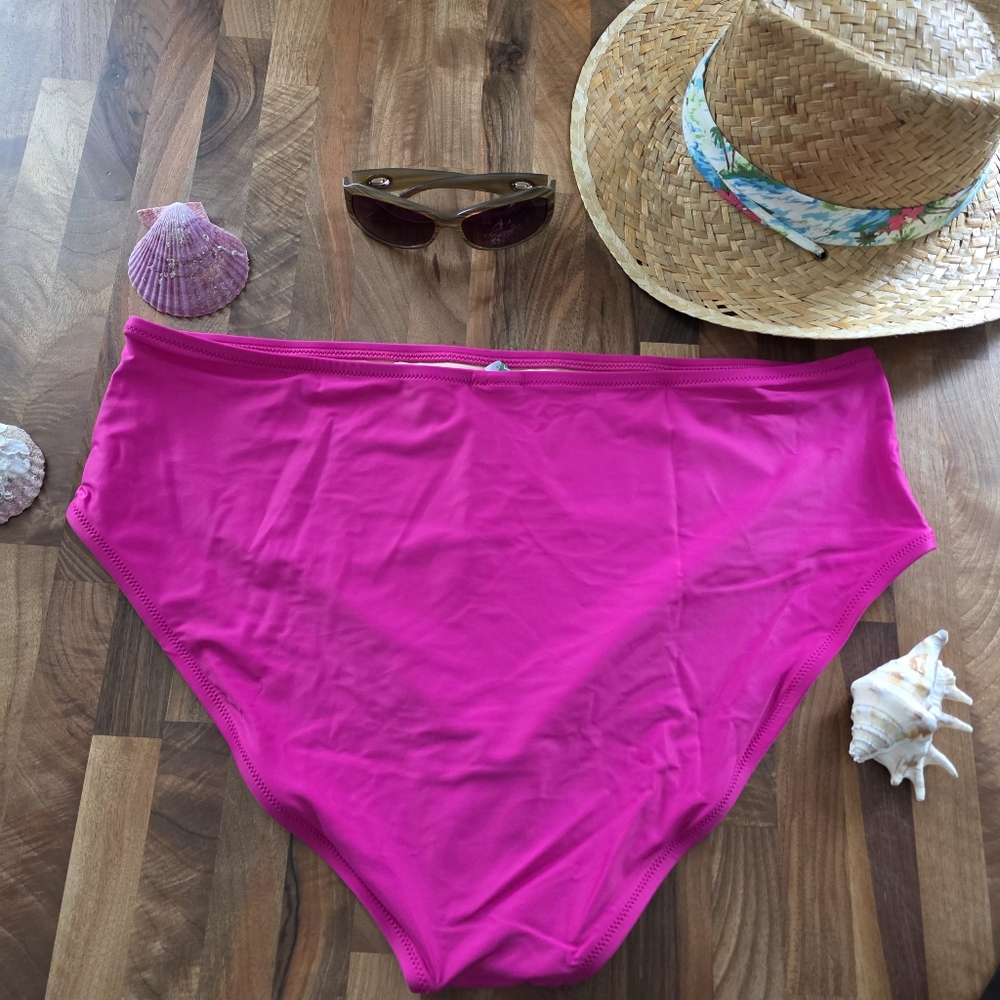NEW J. Crew Hallie High Rise Radiant Fuschia Bikini Bottom Size 2X - Picture 2 of 6
